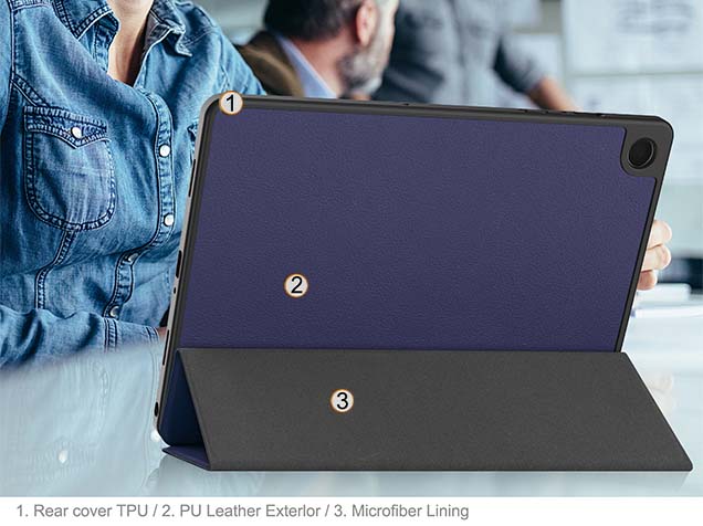 Premium Slim Synthetic Leather Flip Case with Stand for Samsung Galaxy Tab A9+ 11 inches - Midnight Blue
