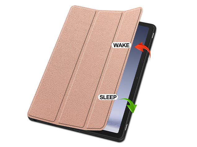 Premium Slim Synthetic Leather Flip Case with Stand for Samsung Galaxy Tab A9+ 11 inches - Rose Gold