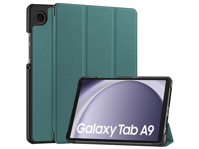 Premium Slim Synthetic Leather Flip Case with Stand for Samsung Galaxy Tab A9 8.7 inches - Teal Leather Flip Case
