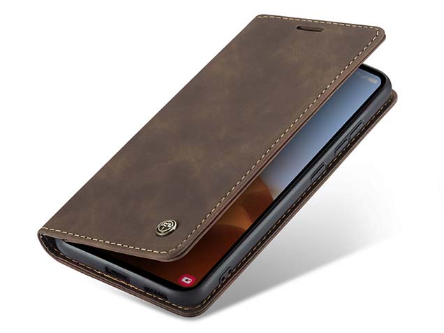 CaseMe Slim Synthetic Leather Wallet Case with Stand for Samsung Galaxy S23 FE - Chocolate