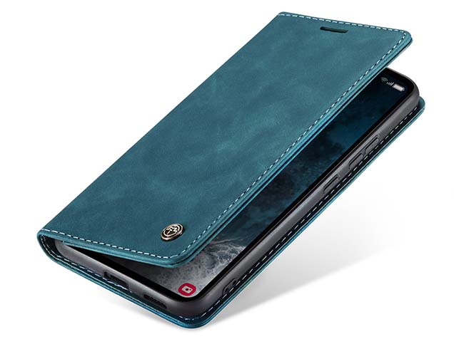 CaseMe Slim Synthetic Leather Wallet Case with Stand for Samsung Galaxy S23 FE - Teal Leather Wallet Case