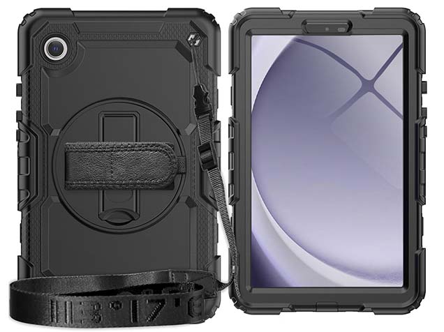 Rugged Impact Case with Strap for Samsung Galaxy Tab A9 8.7 inches - Black Impact Case