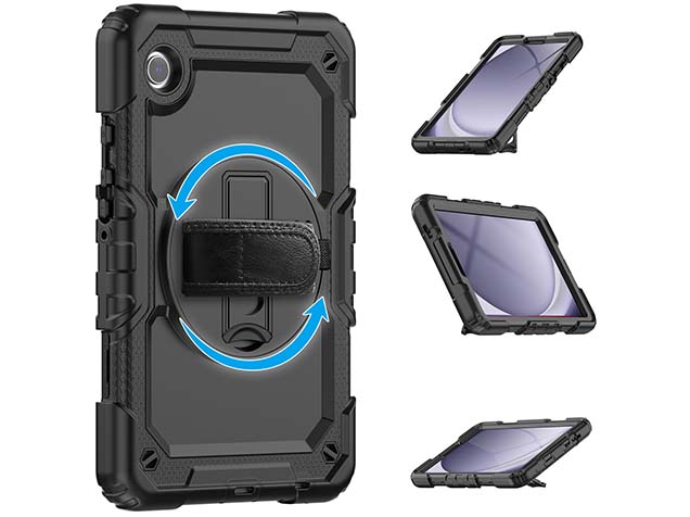 Rugged Impact Case with Strap for Samsung Galaxy Tab A9+ 11 inches - Black