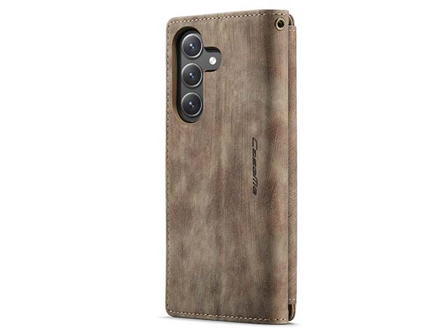 CaseMe Synthetic Leather Wallet Case with Zipper Pocket for Samsung Galaxy S23 FE - Desert Taupe