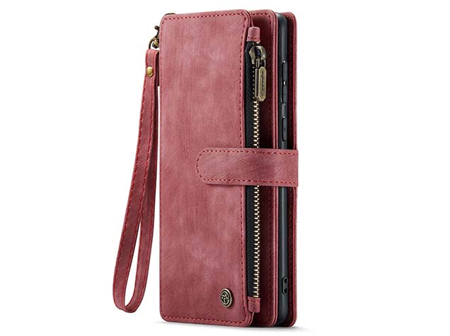 CaseMe Synthetic Leather Wallet Case with Zipper Pocket for Samsung Galaxy S23 FE - Blush