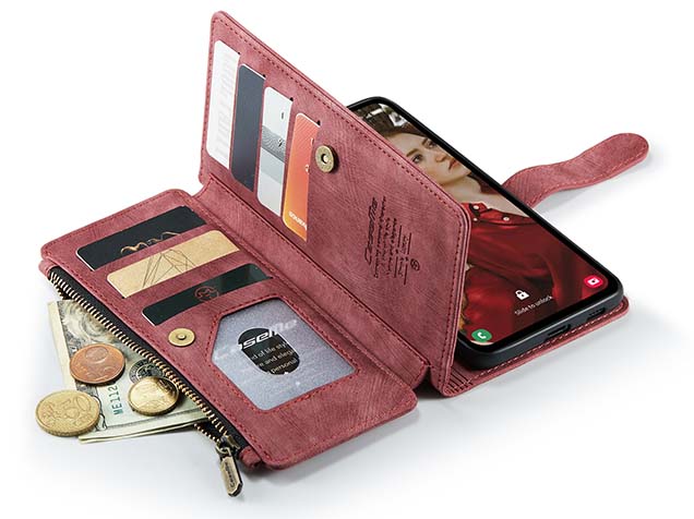 CaseMe Synthetic Leather Wallet Case with Zipper Pocket for Samsung Galaxy S23 FE - Blush