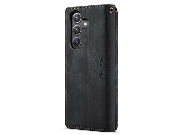 CaseMe Synthetic Leather Wallet Case with Zipper Pocket for Samsung Galaxy S23 FE - Charcoal
