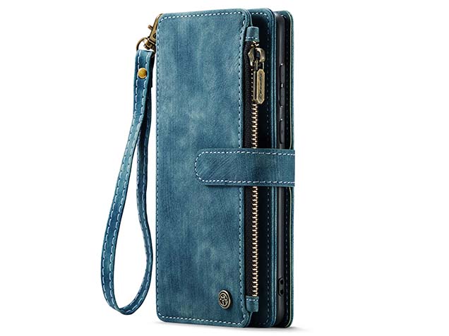 CaseMe Synthetic Leather Wallet Case with Zipper Pocket for Samsung Galaxy S23 FE - Teal