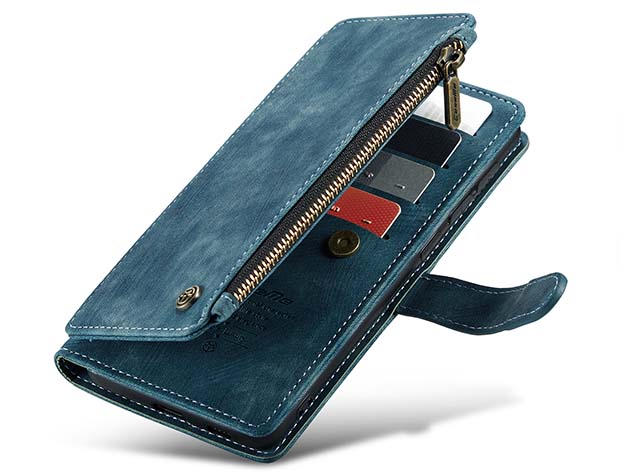 CaseMe Synthetic Leather Wallet Case with Zipper Pocket for Samsung Galaxy S23 FE - Teal
