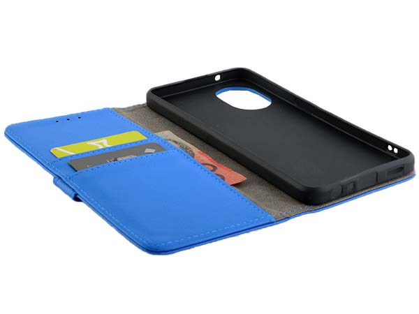 Synthetic Leather Wallet Case with Stand for OPPO A58 4G - Blue