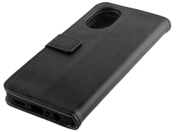 Synthetic Leather Wallet Case with Stand for OPPO A58 4G - Black Leather Wallet Case