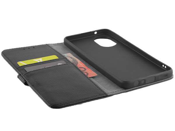 Synthetic Leather Wallet Case with Stand for OPPO A58 4G - Black
