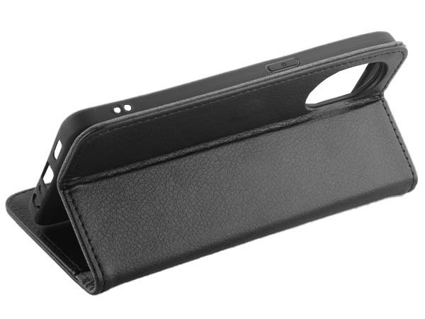 Synthetic Leather Wallet Case with Stand for OPPO A58 4G - Black