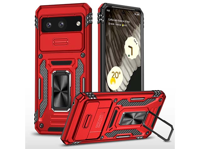Military Case with Camera Cover for Google Pixel 8 - Red Impact Case