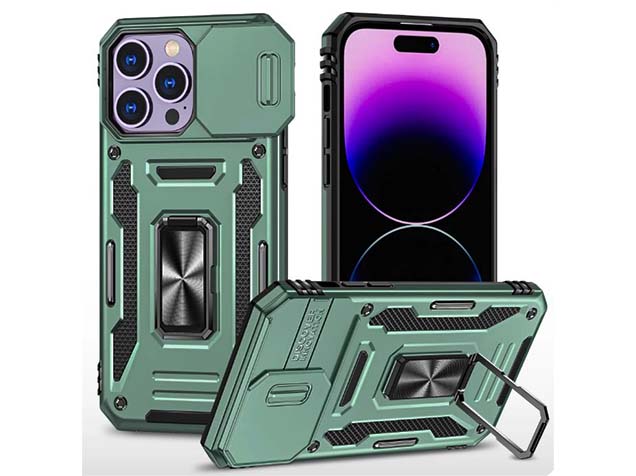 Military Case with Camera Cover for iPhone 15 Pro Max - Green Impact Case