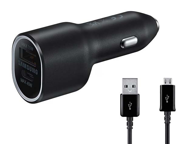 Samsung 45W Dual USB-C & USB-A Car Charger with Micro-USB Cable