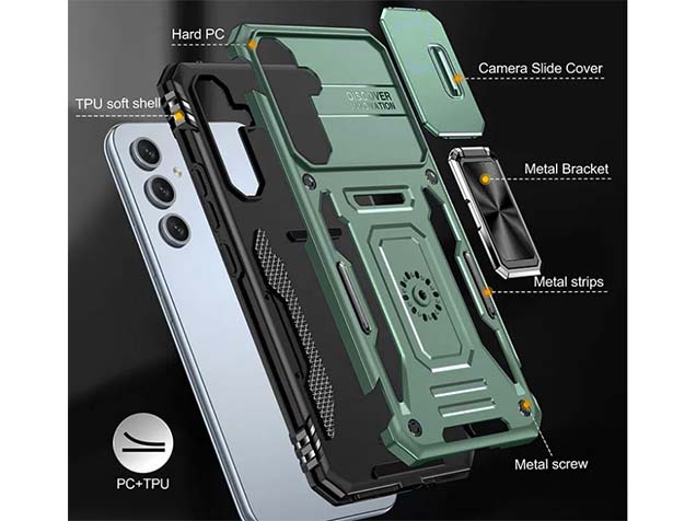 Military Case with Camera Cover for Samsung Galaxy S23 FE - Black