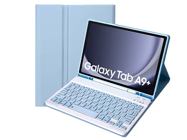 Keyboard and Case for Samsung Galaxy Tab A9+ 11 inches - Light Blue