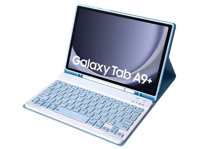 Keyboard and Case for Samsung Galaxy Tab A9+ 11 inches - Light Blue
