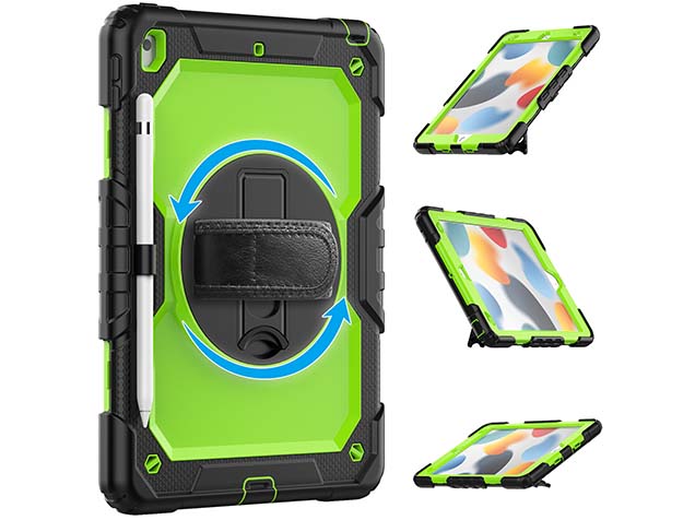 Rugged Impact Case with Strap for Apple iPad 9th Gen 10.2 - Green