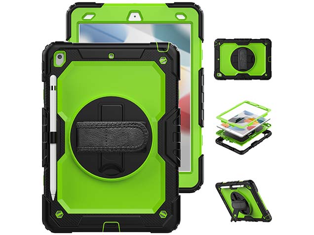 Rugged Impact Case with Strap for Apple iPad 7/8th Gen - Green