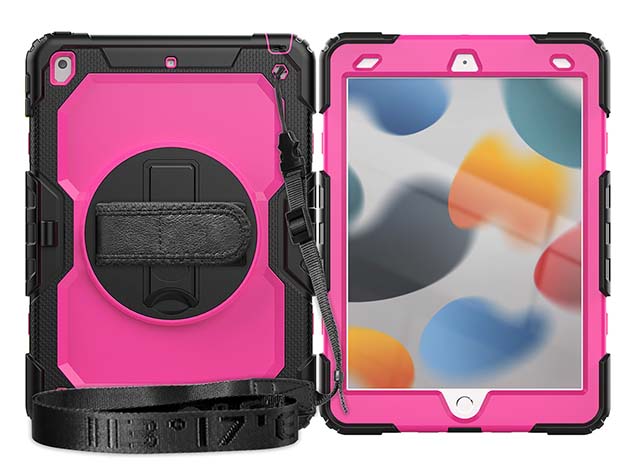 Rugged Impact Case with Strap for Apple iPad 7/8th Gen - Pink Impact Case