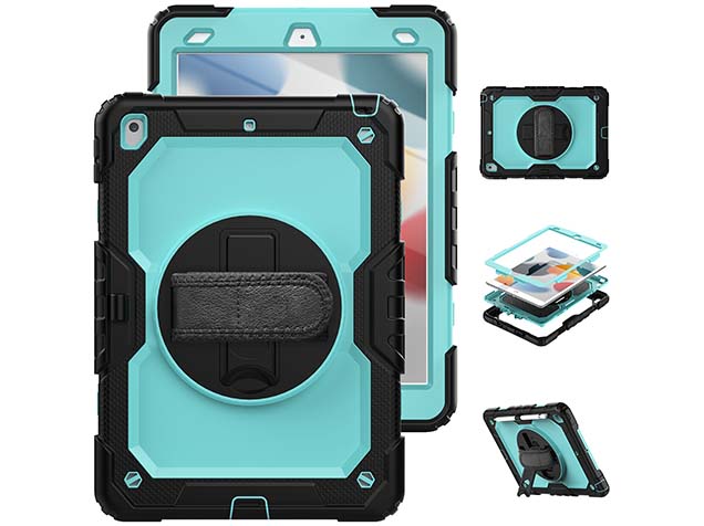 Rugged Impact Case with Strap for Apple iPad 7/8th Gen - Sky Blue