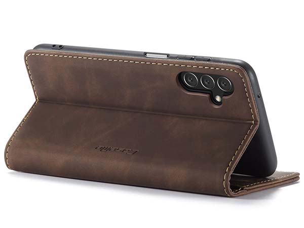 CaseMe Slim Synthetic Leather Wallet Case with Stand for Samsung Galaxy A05s - Chocolate