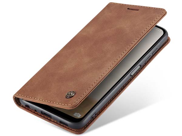 CaseMe Slim Synthetic Leather Wallet Case with Stand for Samsung Galaxy A05s - Tan Leather Wallet Case