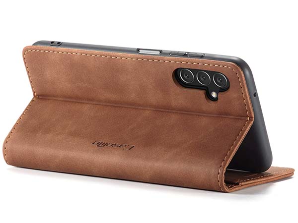 CaseMe Slim Synthetic Leather Wallet Case with Stand for Samsung Galaxy A05s - Tan