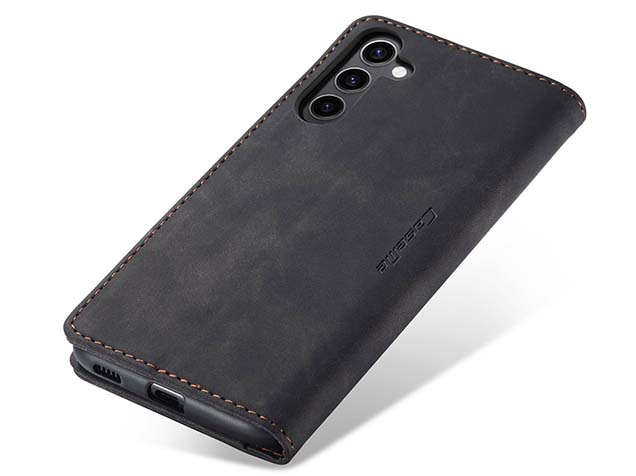 CaseMe Slim Synthetic Leather Wallet Case with Stand for Samsung Galaxy S24+ - Charcoal