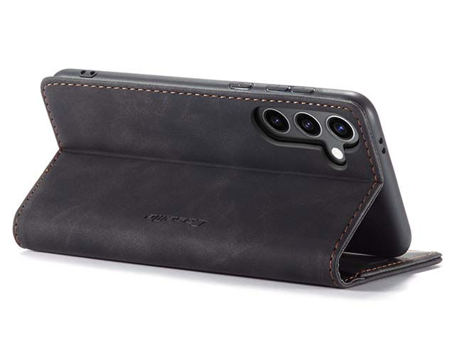 CaseMe Slim Synthetic Leather Wallet Case with Stand for Samsung Galaxy S24+ - Charcoal