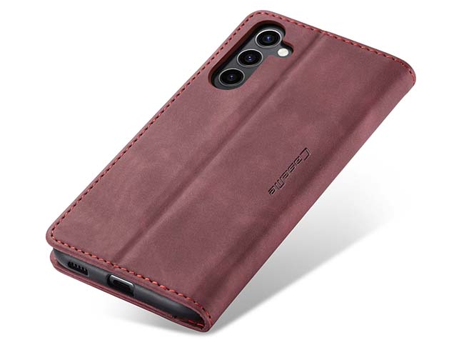 CaseMe Slim Synthetic Leather Wallet Case with Stand for Samsung Galaxy S24+ - Burgundy