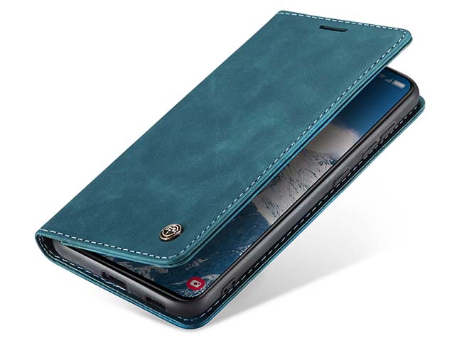 CaseMe Slim Synthetic Leather Wallet Case with Stand for Samsung Galaxy S24+ - Teal Leather Wallet Case