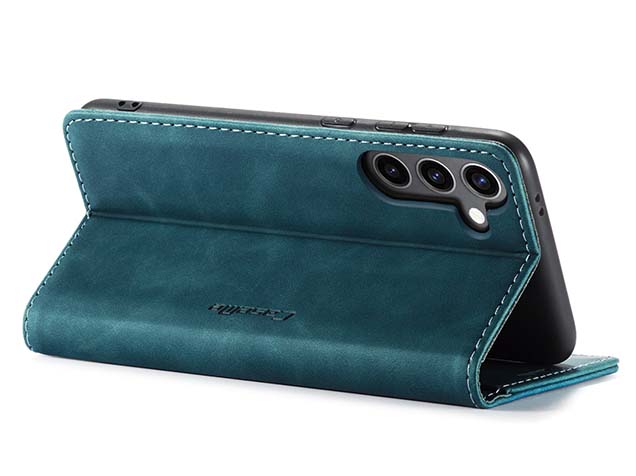 CaseMe Slim Synthetic Leather Wallet Case with Stand for Samsung Galaxy S24+ - Teal