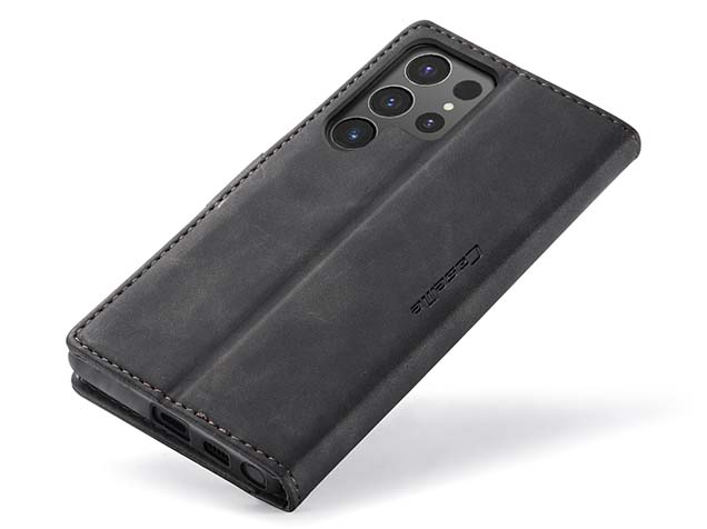 CaseMe Slim Synthetic Leather Wallet Case with Stand for Samsung Galaxy S24 Ultra - Charcoal