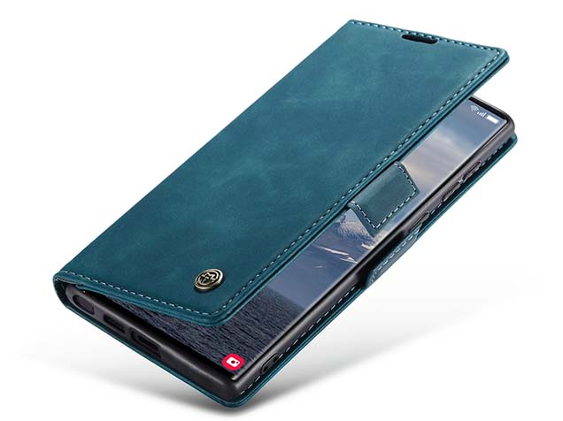 CaseMe Slim Synthetic Leather Wallet Case with Stand for Samsung Galaxy S24 Ultra - Teal Leather Wallet Case