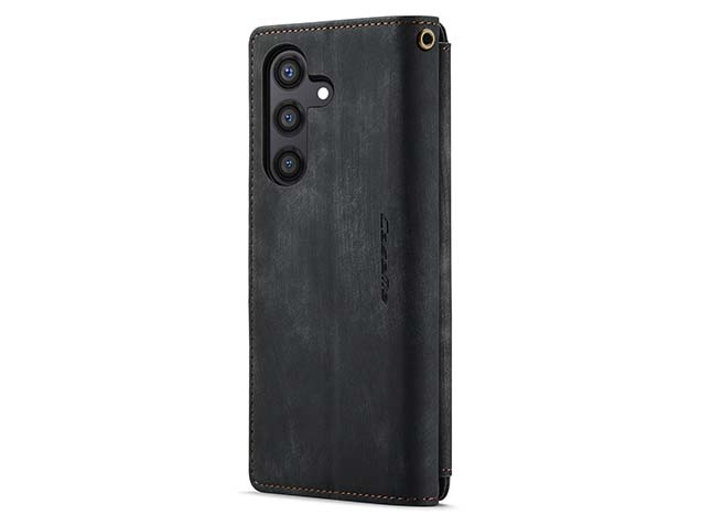 CaseMe Synthetic Leather Wallet Case with Zipper Pocket for Samsung Galaxy S24+ - Charcoal