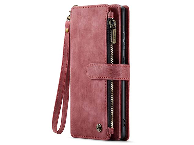 CaseMe Synthetic Leather Wallet Case with Zipper Pocket for Samsung Galaxy S24+ - Blush