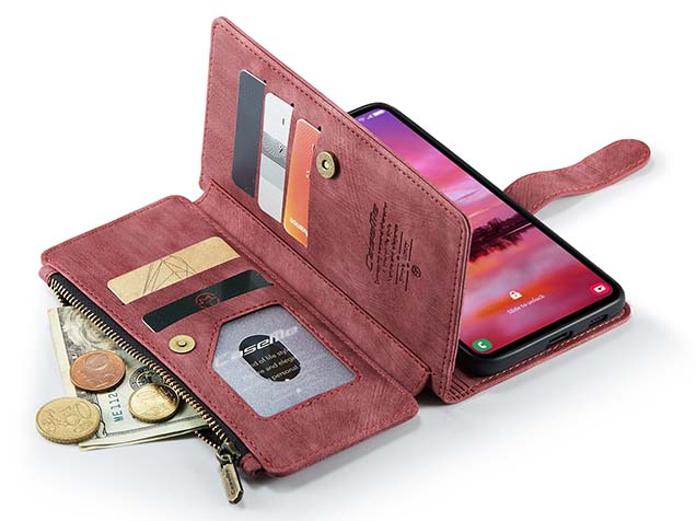 CaseMe Synthetic Leather Wallet Case with Zipper Pocket for Samsung Galaxy S24+ - Blush