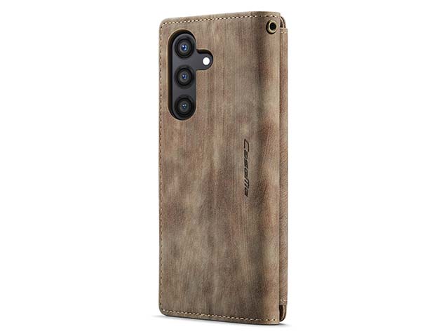 CaseMe Synthetic Leather Wallet Case with Zipper Pocket for Samsung Galaxy S24+ - Desert Taupe