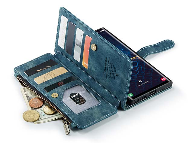 CaseMe Synthetic Leather Wallet Case with Zipper Pocket for Samsung Galaxy S24 Ultra - Teal