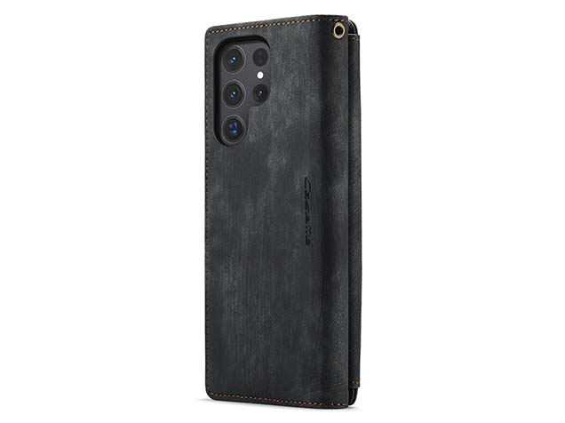 CaseMe Synthetic Leather Wallet Case with Zipper Pocket for Samsung Galaxy S24 Ultra - Charcoal