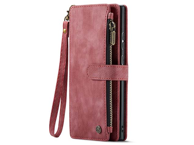 CaseMe Synthetic Leather Wallet Case with Zipper Pocket for Samsung Galaxy S24 Ultra - Blush