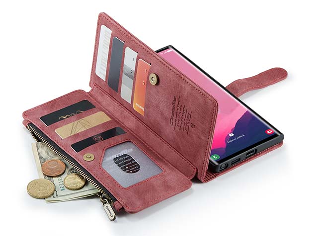 CaseMe Synthetic Leather Wallet Case with Zipper Pocket for Samsung Galaxy S24 Ultra - Blush