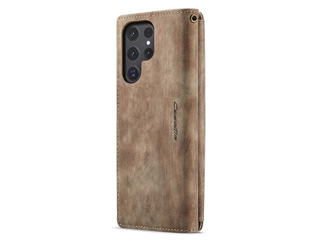 CaseMe Synthetic Leather Wallet Case with Zipper Pocket for Samsung Galaxy S24 Ultra - Desert Taupe