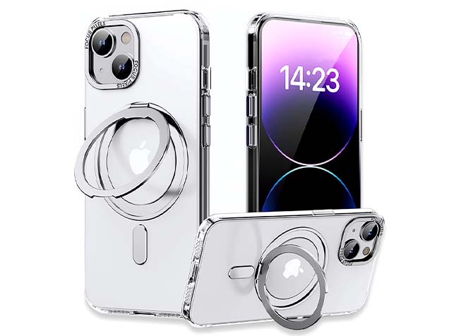 Magnetic Ring Stand Case for iPhone 14 Plus - Clear Hard Case