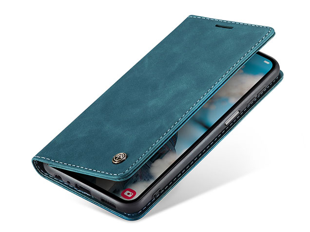 CaseMe Slim Synthetic Leather Wallet Case with Stand for Samsung Galaxy A15 - Teal Leather Wallet Case