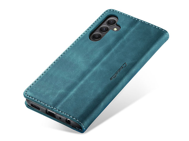 CaseMe Slim Synthetic Leather Wallet Case with Stand for Samsung Galaxy A15 - Teal