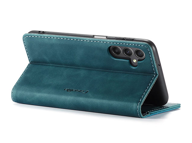 CaseMe Slim Synthetic Leather Wallet Case with Stand for Samsung Galaxy A15 - Teal